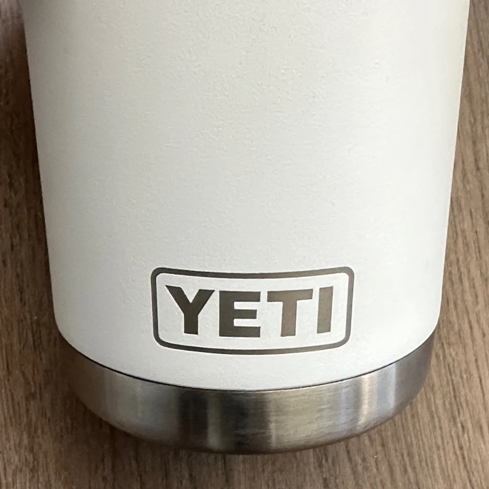 YETI White and Stainless Steel Tumbler